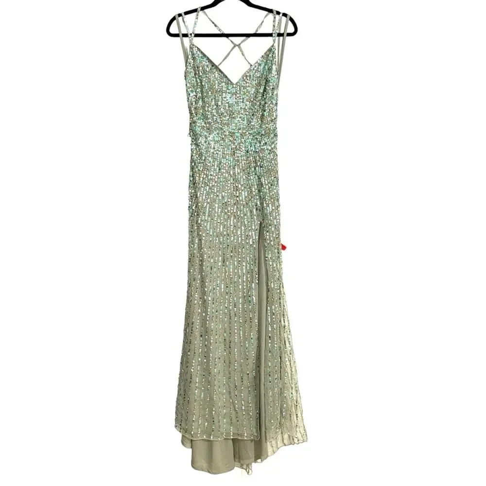 NWOT Mac Duggal Sequin Sleeveless Gown sz 6 in Sage 10702